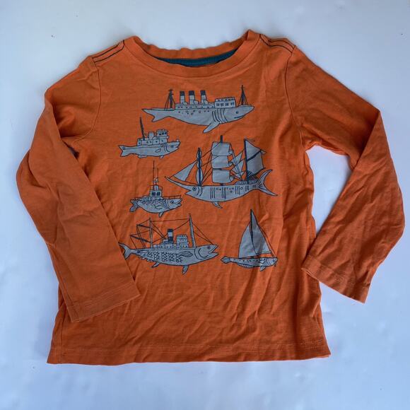 Tea Collection Fish & Ships Front & Back Graphic Tee - Picture 1 of 2